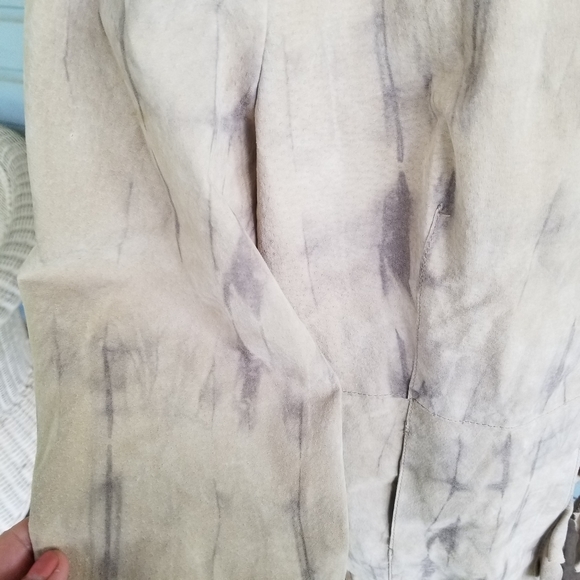 Chi by Falchi, XL size Boho distressed, stone-wash-style 100% suede jacket - Picture 8 of 11